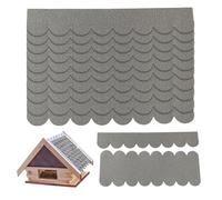 Roofing Felt for Bird House, Roof Shingles for Garden Shed, 32 Pieces, Waterproof Mini Roofing Felt Shingles, Self-Adhesive Roofing Felt for Bird House, Nesting Box, Rabbit Hutch Insect Hotel (Grey)