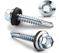 Roofing Screws 110 Pcs Self-tapping Screws with Sealing Washers 4.8x19mm Corrugated Roof Fixings with Rubber Washers Silver msymsyu Hex Head Tech Screw for Metal for Securing Metal Structures