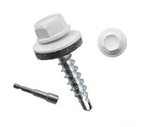 Roofing Screws 300Pcs Self-Drilling Hex Head with Rubber Washer for Corrugated Metal Sheet to for timber Steel Fixings Leak-Proof White