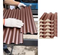 Roofing Sheets 6 Pcs Splicable Roof Sheets Panel, Insulated Roofing Cladding Board Wave-Shaped(Brown,L 1m/3.3ft)
