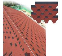 Roofing Shingles, Adhesive Colored Sand Asphalt Shingles for Gazebo, Shed, Outdoor Storage, Chicken Coop, Patio, Garages, Stables, Roof and Balcony Renovation, 39.37"x12.79"(Red,42pcs)