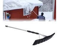 Rooftop Snow Scraper and Roof Rake with Extendable Pole - Lightweight Ice Dam Remover for Slanted Cedar Shake Roofs, Cars & Houses, Clears Snow, Leaves & Debris