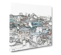Rooftop View of Gran Canaria Sketch Canvas Print | Gallery Wrapped 30mm Frame Wall Art | 20x20 inches | Ready to Hang | Modern Picture | Living Room Bedroom Lounge Office
