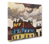 Rooftops And Clouds In Paris by Henry Lyman Sayen Canvas Print | Gallery Wrapped 30mm Frame Wall Art | 20x20 inches | Ready to Hang | Classic Picture | Living Room Bedroom Lounge Office