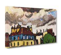 Rooftops And Clouds In Paris By Henry Lyman Sayen Canvas Print | Gallery Wrapped 30mm Frame Wall Art | 20x14 inches | Ready to Hang | Classic Picture | Living Room Bedroom Lounge Office