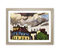 Rooftops And Clouds In Paris By Henry Lyman Sayen Classic Painting Framed Wall Art Print, Ready to Hang Picture for Living Room Bedroom Home Office Décor, Oak A4 (34 x 25 cm)