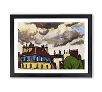 Rooftops And Clouds In Paris By Henry Lyman Sayen Classic Painting Framed Wall Art Print, Ready to Hang Picture for Living Room Bedroom Home Office Décor, Black A3 (46 x 34 cm)
