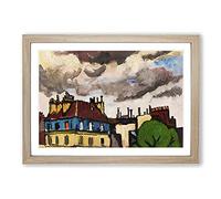 Rooftops and Clouds in Paris by Henry Lyman Sayen Framed Print | A2 Oak Framed Wall Art | Ready to Hang | Modern Landscape Picture | Living Room Bedroom Lounge Office