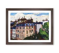 Rooftops In Paris By Henry Lyman Sayen Classic Painting Framed Wall Art Print, Ready to Hang Picture for Living Room Bedroom Home Office Décor, Walnut A2 (64 x 46 cm)