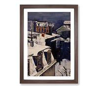 Rooftops in The Snow Vol.1 by Gustave Caillebotte Framed Print | A2 Walnut Framed Wall Art | Ready to Hang | Modern Landscape Picture | Living Room Bedroom Lounge Office