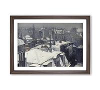 Rooftops in The Snow Vol.2 by Gustave Caillebotte Framed Print | A2 Walnut Framed Wall Art | Ready to Hang | Modern Landscape Picture | Living Room Bedroom Lounge Office