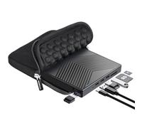 ROOFULL External CD DVD Drive Player Burner USB 3.0 Portable CD/DVD-ROM +/-RW Optical Disk Drive with 4 USB Ports + 2 SD/TF Card Reader + Carrying Case for Laptop PC Windows Mac Linux Computer