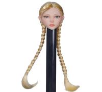RoofWorld 1/6 Scale Female Head Sculpt Anime Girl Head Carved Carving Blonde Braid Hair Toy Model for 12inch Phicen TBLeague Action Figure Body Doll