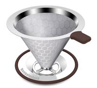 Roogaluckeep Caffé Pour Over Coffee Maker, Stainless Steel Reusable Dripper Pour-Over Coffee Maker, Paperless Metal 600 Mesh Strainer Coffee Maker