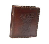 ROOGU Leather Binder, DIN A5, 2 Rings, Handmade Buffalo Leather Storage Binder, File Folder, Brown