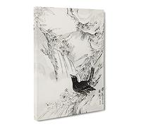 Rook By The Stream By Numata Kashu Canvas Print | Gallery Wrapped 30mm Frame Wall Art | 20x14 inches | Ready to Hang | Asian Picture | Living Room Bedroom Lounge Office