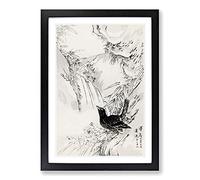 Rook by The Stream by Numata Kashu Framed Print | A2 Black Framed Wall Art | Ready to Hang | Modern Nature Picture | Living Room Bedroom Lounge Office