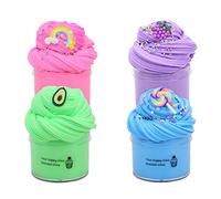 ROOKAIR 4 Pack Fluffy Butter Slime Kit,Include 5 Pack Cute Mini Charms,DIY Butter Slime Party Gift,Super Soft and Non-Sticky,Stress Relief Toy for Girls and Boys