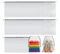 ROOKEA 50 Pcs Clear Shoe Bags for Travel Storage, 30 x 40CM Shoe Bags Bulk | Drawstring Large Shoe Bags for Sneakers, Waterproof Plastic Travel Shoe Bags, Wet Bag for Swimsuit, Travel Beach Essentials
