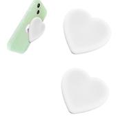 Rookii 2Pcs Heart-Shaped Silicone Mobile Phone Grip Stand,Collapsible Cellphone Finger Grip Holder for Smartphone Tablet Cell Phone Accessory (White)
