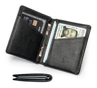 Rookson Trail RFID Slim Leather Front Pocket Wallet Men Women, Rook Black, Front Pocket Card Holder Wallet