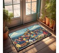 Room Accessories For Teen Boys Colorful Village With Castle On Hill Doormat Funny House Decor Camper Decor(65X90CM)