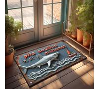 Room Accessories For Teen Boys Rustic Metal Sign With Shark And Boat Illustration Doormat Large Outdoor Rug Funny Front Door Mat Outdoor(40X60CM)