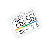 Room Climate Gauge with Large LCD Clock Display, White