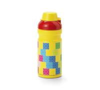 Room Copenhagen LEGO Brick Pattern Drinking Bottle - 390 ml - Fun and Practical Kids Water Bottle with Covered Spout, Sports Water Bottle, Yellow and Red
