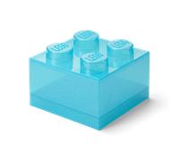 Room Copenhagen LEGO Storage Brick 4 Knobs Glitter Light Blue - Stackable Plastic Storage Box with Lid for Kids and Adults Desk Organizer and Toy Box