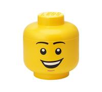 Room Copenhagen LEGO Iconic Storage Head Large Stackable Storage Box, 8.5 L, Yellow, Happy Boy