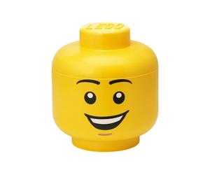 Room Copenhagen LEGO Iconic Storage Head Large Stackable Storage Box, 8.5 L, Yellow, Happy Boy