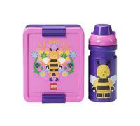 Room Copenhagen Lego Lunch Set - Bee Design, Fun & Functional 390ml Bottle & Lunch Box for Kids & Adults, Dishwasher Safe, for Meals on The Go, Purple