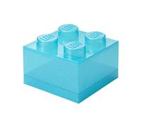 Room Copenhagen LEGO Storage Brick 4 Knobs Glitter Light Blue - Stackable Plastic Storage Box with Lid for Kids and Adults Desk Organizer and Toy Box