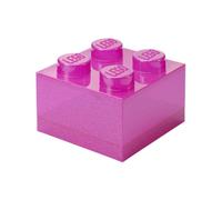 Room Copenhagen LEGO Storage Brick 4 Knobs Glitter Medium Violet - Stackable Plastic Storage Box with Lid for Kids and Adults Desk Organizer and Toy Box