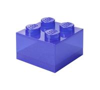 Room Copenhagen LEGO Storage Brick 4 Knobs Glitter Violet - Stackable Plastic Storage Box with Lid for Kids and Adults Desk Organizer and Toy Box
