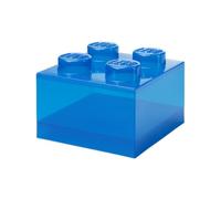 Room Copenhagen LEGO Storage Brick 4 Knobs Translucent Blue - Stackable Plastic Storage Box with Lid for Kids and Adults Desk Organizer and Toy Box