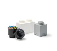 Room Copenhagen LEGO Storage Brick Multipack S, Stackable Storage Boxes, Set of 3 pcs, Desk Storage, LEGO Organizer, Toy Box, Home Decor, White, Grey, Black