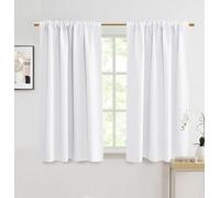 Room Darkening Curtains for Bedroom 34 x 48 Inch Length Short Blackout Curtains for Bathroom Kitchen Set of 2 Panels White