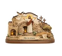 Room Decor 13CM/ 4. 9IN Easter 2D Wooden Hollow Ornament Including Easter Depicting The Resurrection Scene Suitable for Home/ 2D Tabletop Display. Wooden Decorative 02