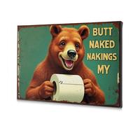 Room Decor A Bear Holding Toilet Paper With The Text "Butt Naked Nakings My Canvas Decorative Picture Wall Decorations Christian Easter Decor(30x40cm)