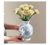 Room Decor Ceramic Blue Vases Chinoiserie Vase Ginger Jar for Home Decor Table Centerpieces Interior Designer Gifts(A)