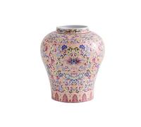 Room Decor Flower Ceramic Vase Retro Desktop Ornaments for Living Room Bedroom Desk Porch Interior Designer Gifts(Pink,13 * 13 * 14.5CM)