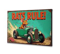 Room Decor Rats Rule! Vintage Car Adventure Canvas Decorative Picture Wall Decorations Christian Easter Decor(40x60cm)