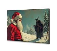 Room Decor Santa Claus Confronts Krampus In A Snowy Forest. Canvas Decorative Picture Wall Decorations Christian Easter Decor(30x40cm)