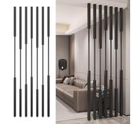 Room Divider 100-300cm Tall Wall Divider Screen Panels,Modern Privacy Screens Post Metal Slats,Black Partition Column for Restaurant Office Home Room Separator(8pcs,185cm/73in)