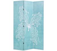 Room Divider 120x170cm Blue Canvas Butterfly Print Solid Fir Wood Frame Foldable