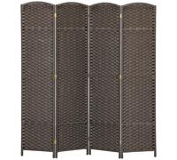 Room Divider 160x170cm Brown Polypropylene Pine Wood 4-Panel Folding Screen Arch
