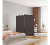 Room Divider 2-Panel Brown Fabric & Iron 175x180cm Foldable Privacy Screen Small