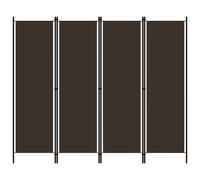 Room Divider 200x180 cm Brown Polyester Panels Powder-Coated Iron 4-Panel Folded